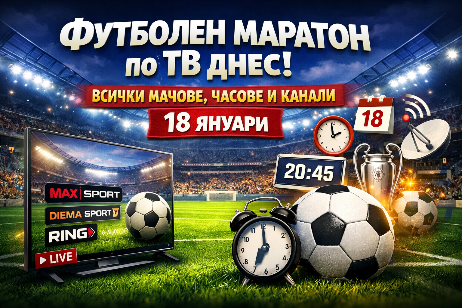 🔥 Футболен маратон по ТВ днес! Всички мачове, часове и канали 
