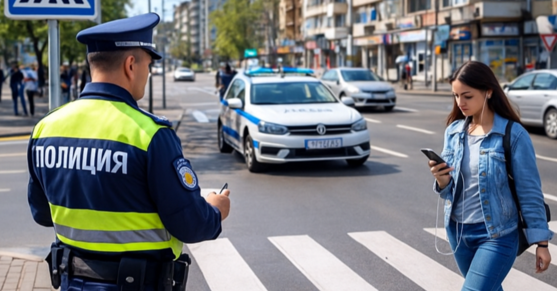 Акция на полицаи в Кърджали срещу използването на телефони на пешеходни пътеки
